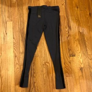 David Lerner gray with lace insert leggings NWT